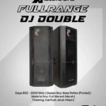 Speaker Pasif Audio One DJ Double Full Range dengan material kayu Meranti Merah dan finishing cat kulit jeruk hitam.