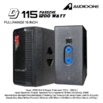 Speaker aktif Audio One DJ-115 profesional 15 inch dengan grill besi kokoh dan sertifikasi SNI untuk event.