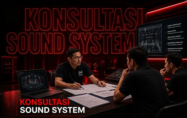 Konsultasi Sound System Profesional Audio One untuk perencanaan, desain, instalasi, dan pengembangan sistem audio indoor maupun outdoor.
