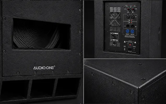 Subwoofer Audio One Profesional untuk sound system indoor dan outdoor dengan bass bertenaga, kabinet kokoh, dan performa audio berkualitas tinggi.
