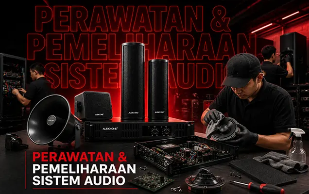 Perawatan dan Pemeliharaan Sistem Audio Profesional Audio One untuk speaker, amplifier, mixer audio, dan perangkat sound system indoor maupun outdoor.