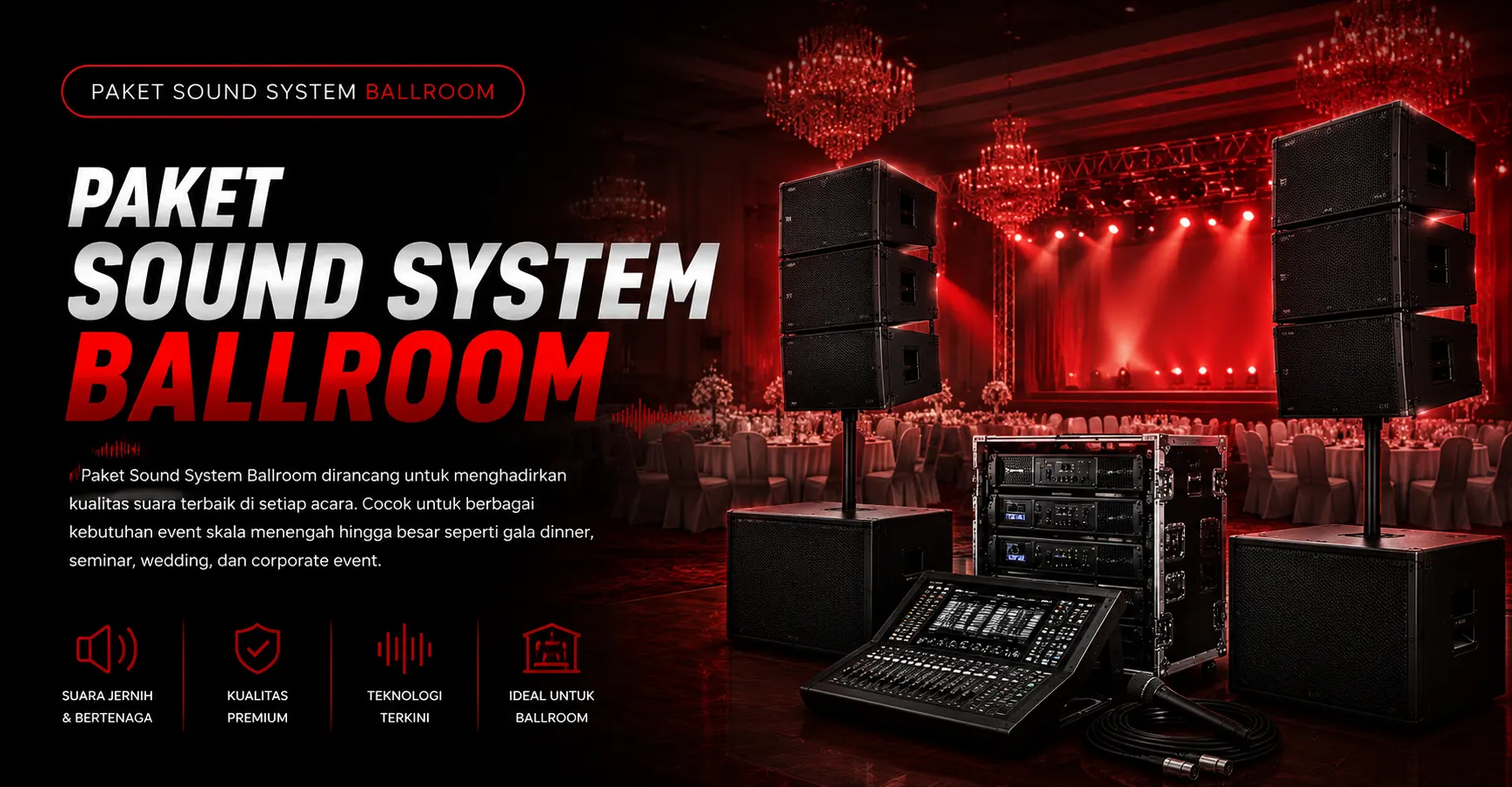 Paket Sound System Ballroom Profesional Audio One untuk acara hotel dan event