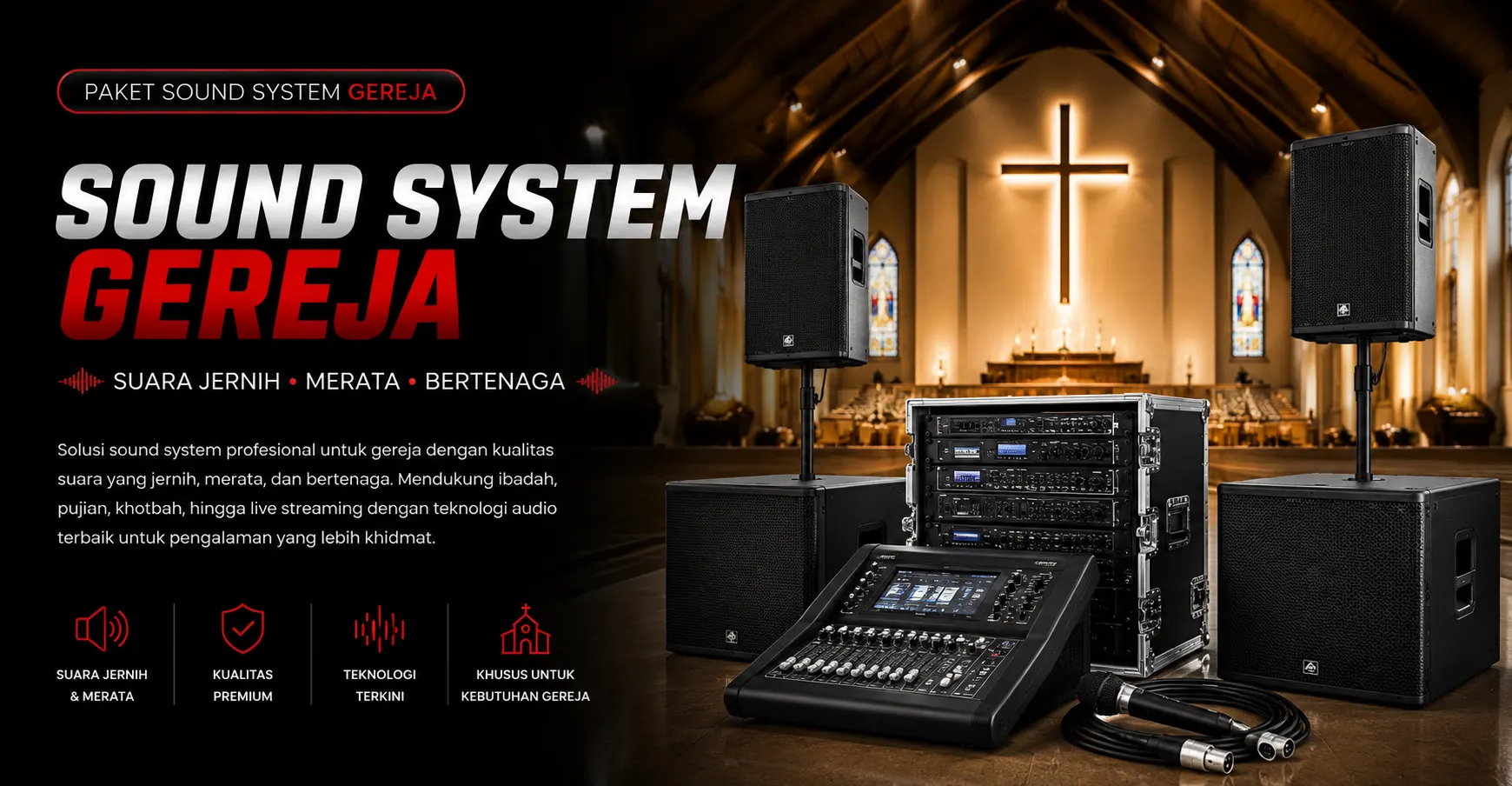 Paket Sound System Gereja Profesional Audio One untuk ibadah dan pujian