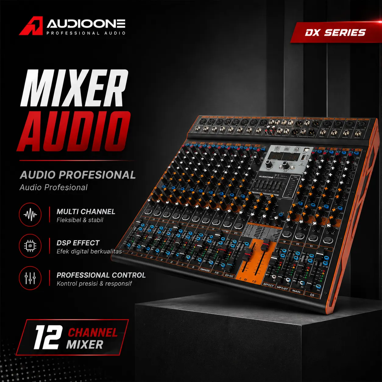 Mixer Audio Audio One profesional multi channel untuk kontrol suara