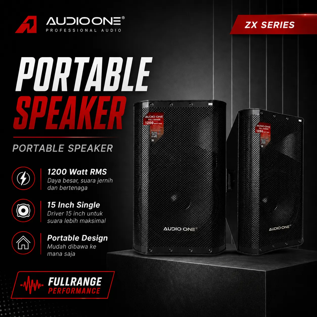 Portable Speaker Audio One profesional untuk kebutuhan audio fleksibel