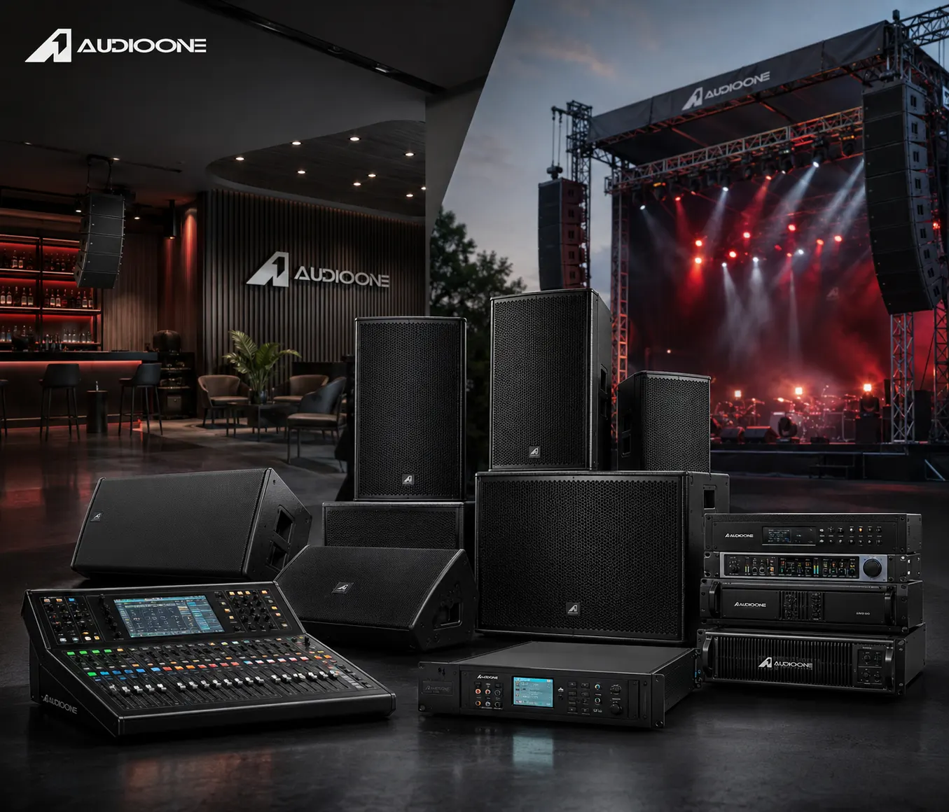Produk sound system profesional Audio One untuk kebutuhan indoor dan outdoor