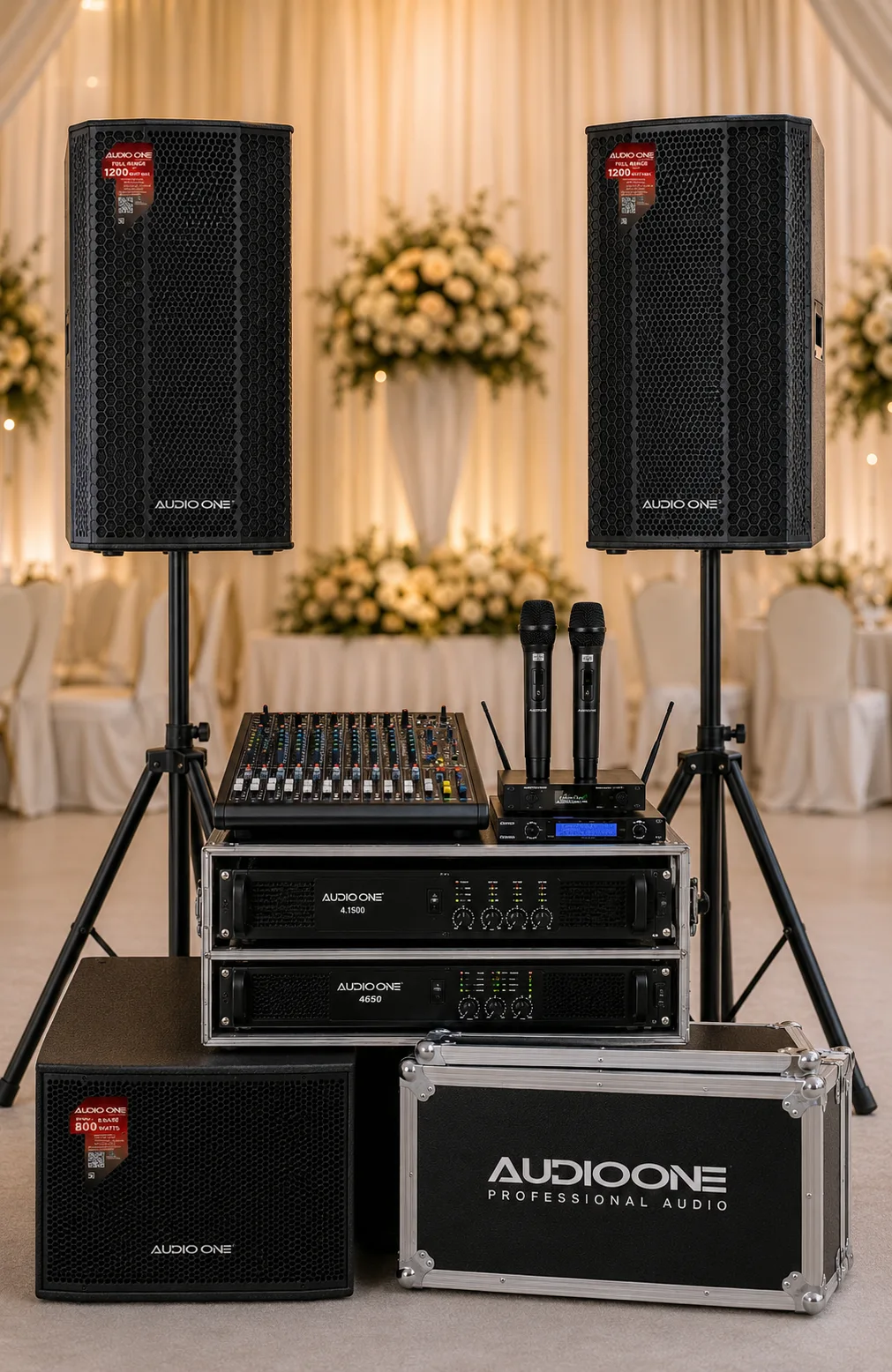 Speaker aktif Audio One untuk paket sound system hajatan keluarga dan resepsi